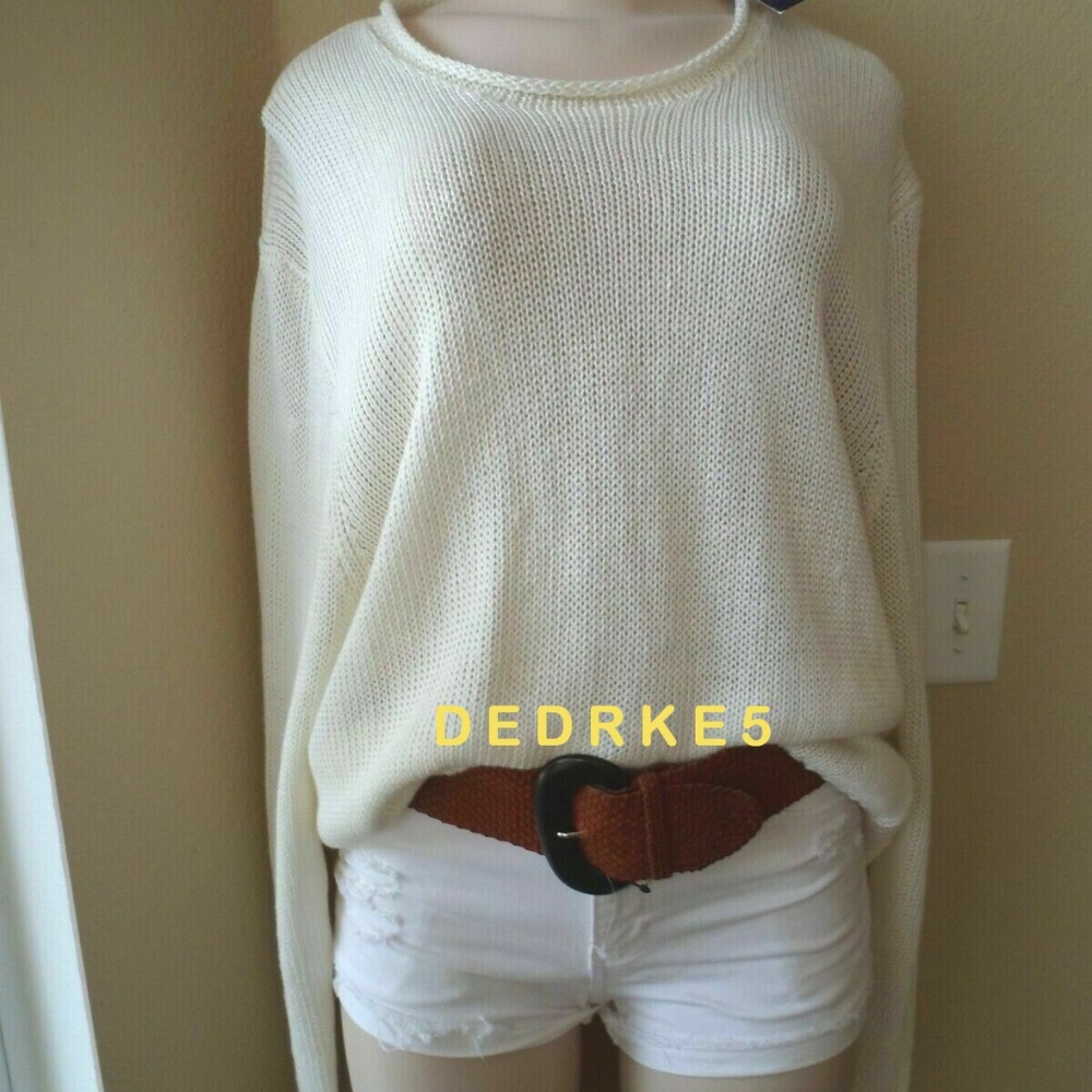 NEW Ralph Lauren Women's 100% Linen Pull Over Knit Sweater SIZE L retail$245